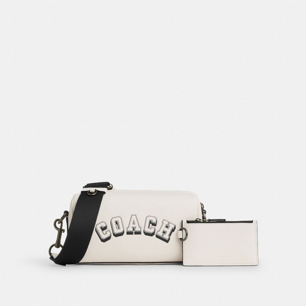 COACH®,アクセル クロスボディ バッグ・ヴァーシティ モチーフ,ﾁｮｰｸ/ﾌﾞﾗｯｸ