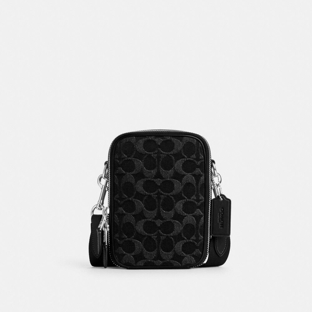 COACH®,Stanton Crossbody Bag In Signature Denim,Black,Front View