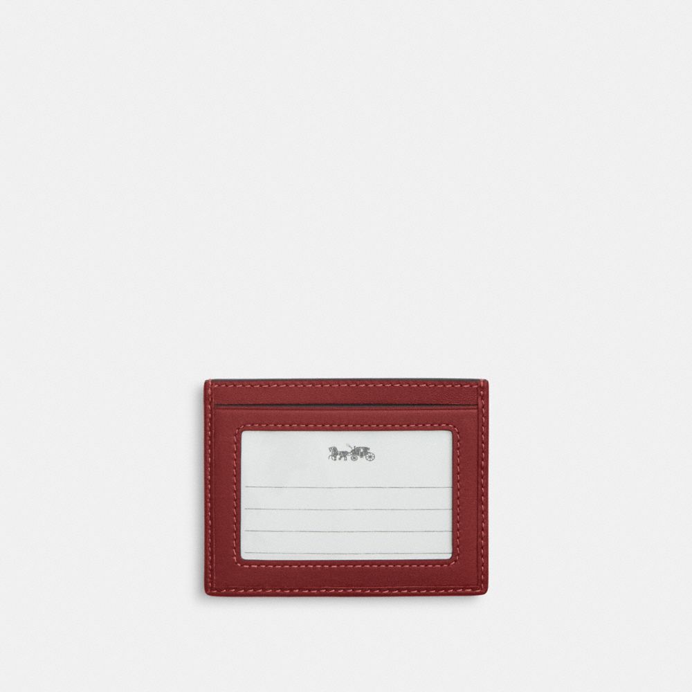 COACH®,PORTE-CARTES SLIM ID EN DENIM EXCLUSIF,Denim,Rouge Rubis,Back View