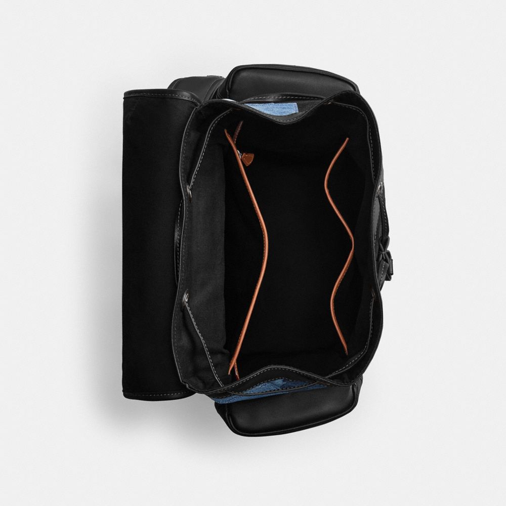 COACH®,Hitch Backpack With Patchwork,Multi Color,Inside View,Top View