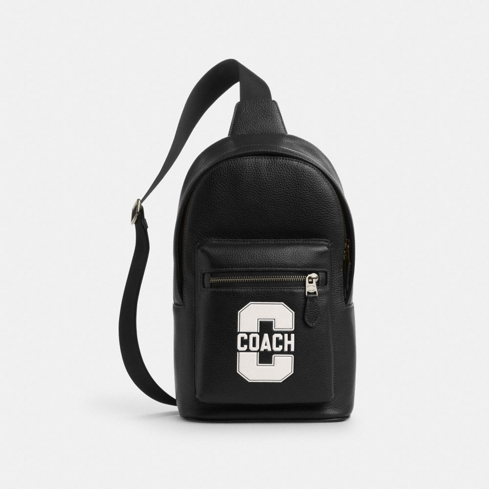 COACH®,ウエスト パック・ヴァーシティ モチーフ,斜め掛け&ボディバッグ,ﾌﾞﾗｯｸ ﾁｮｰｸ