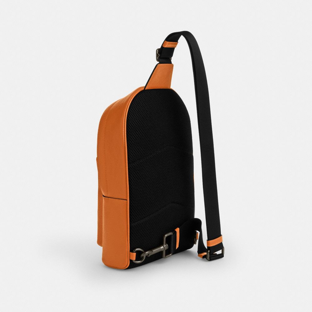 COACH®,West Pack With Varsity Motif,Calfskin Leather,Slingback,Adjustable,Casual,Brown,Angle View