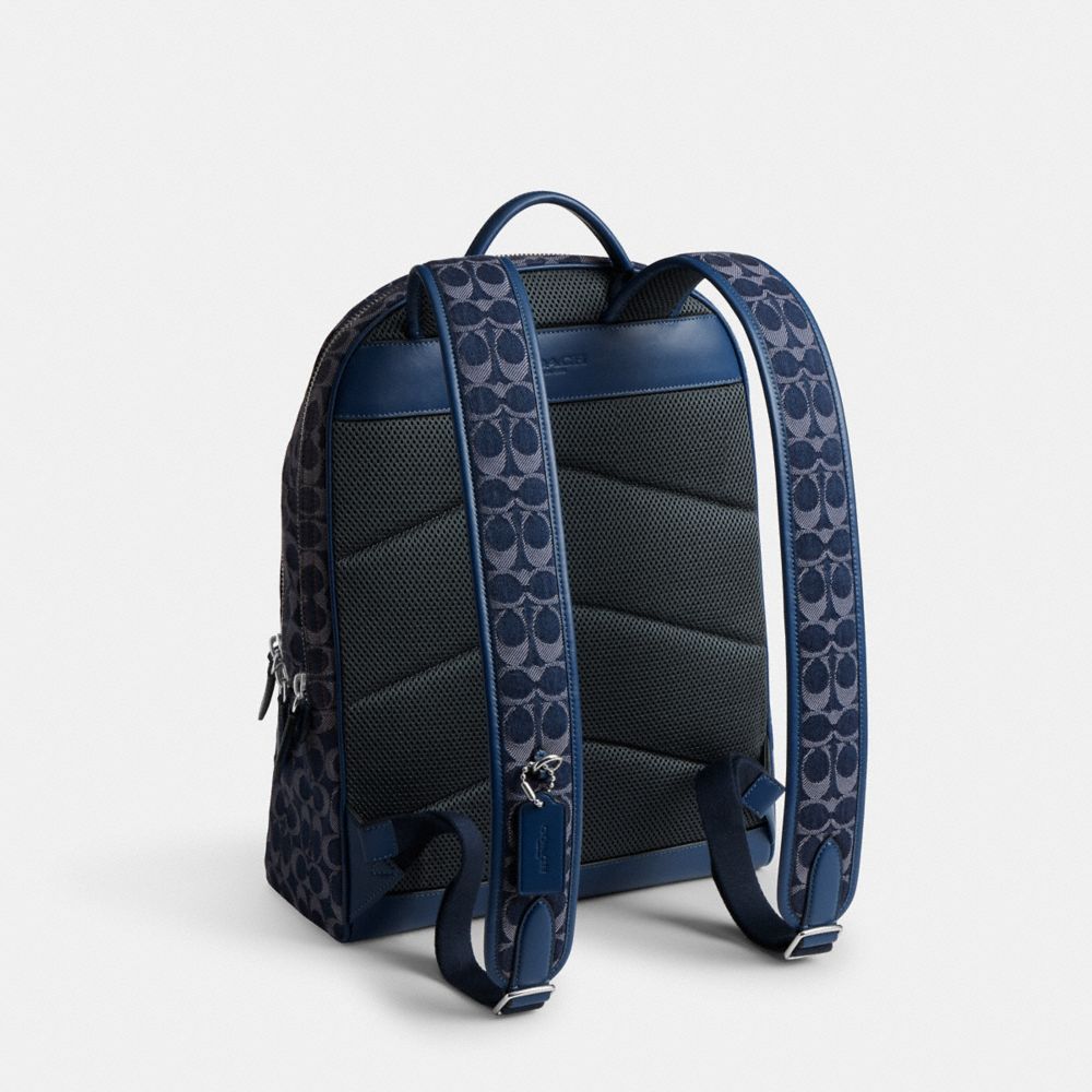 COACH®,Charter Backpack In Signature Denim,,Angle View