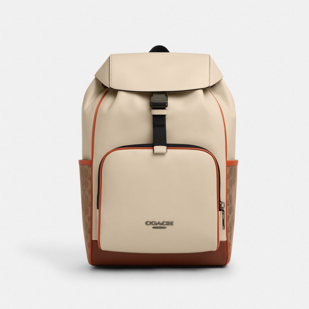 COACH®,Racer Backpack In Colorblock Signature Canvas,,Front View