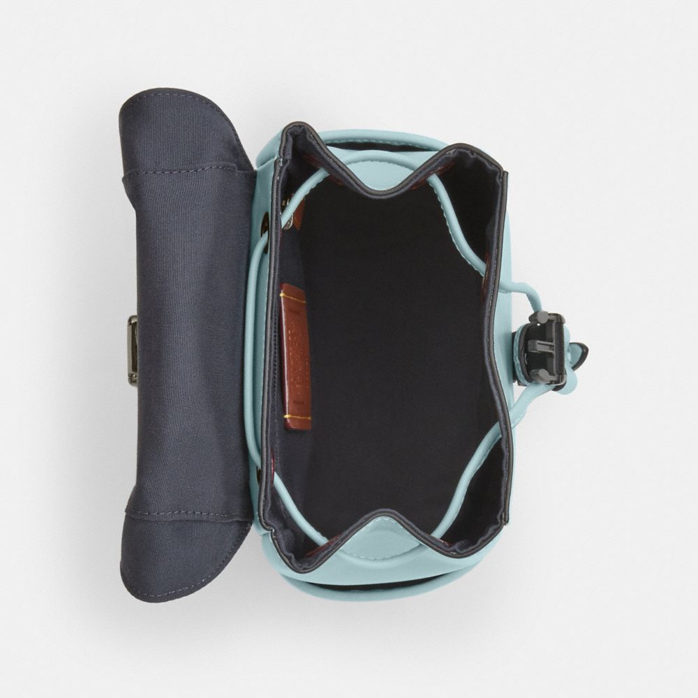 COACH®,Racer Pack,Calfskin Leather,Slingback,Logo,Metal,Casual,Blue,Inside View,Top View