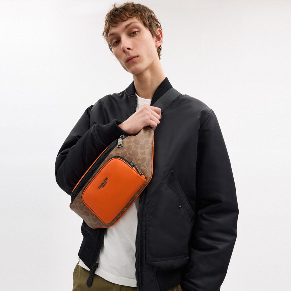 COACH®,Racer Belt Bag In Colorblock Signature Canvas,,Detail View