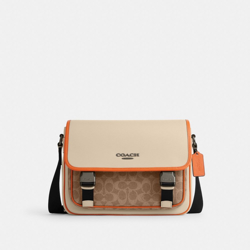 COACH®,Racer Messenger In Colorblock Signature Canvas,,Front View