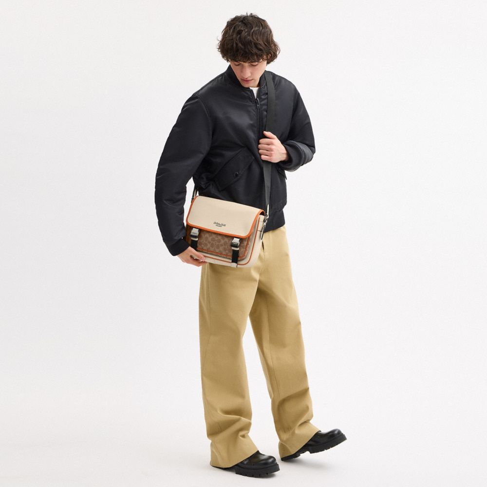 COACH®,Racer Messenger In Colorblock Signature Canvas,Multi Color,Detail View