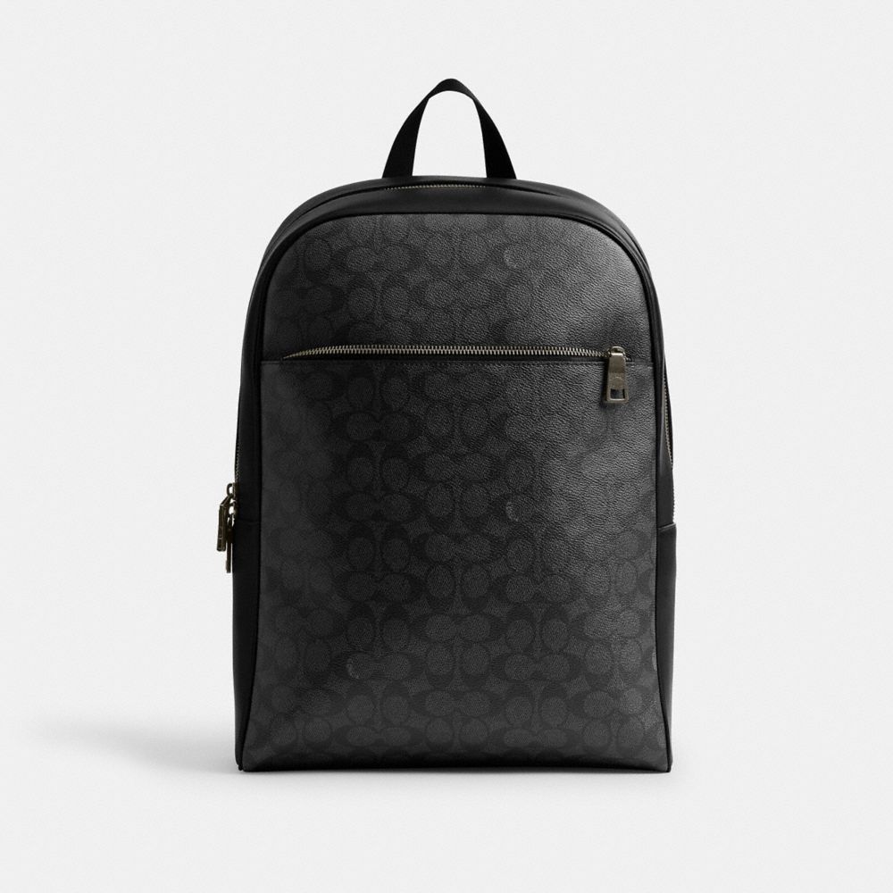 COACH®,Owen Backpack In Signature Canvas,Black,Front View