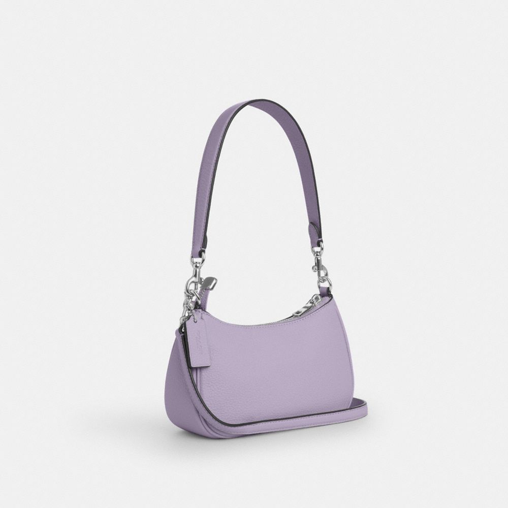 COACH®,MINI SAC BANDOULIÈRE TERI AVEC APPLIQUÉ FLORAL,Argent/Lilas,Angle View