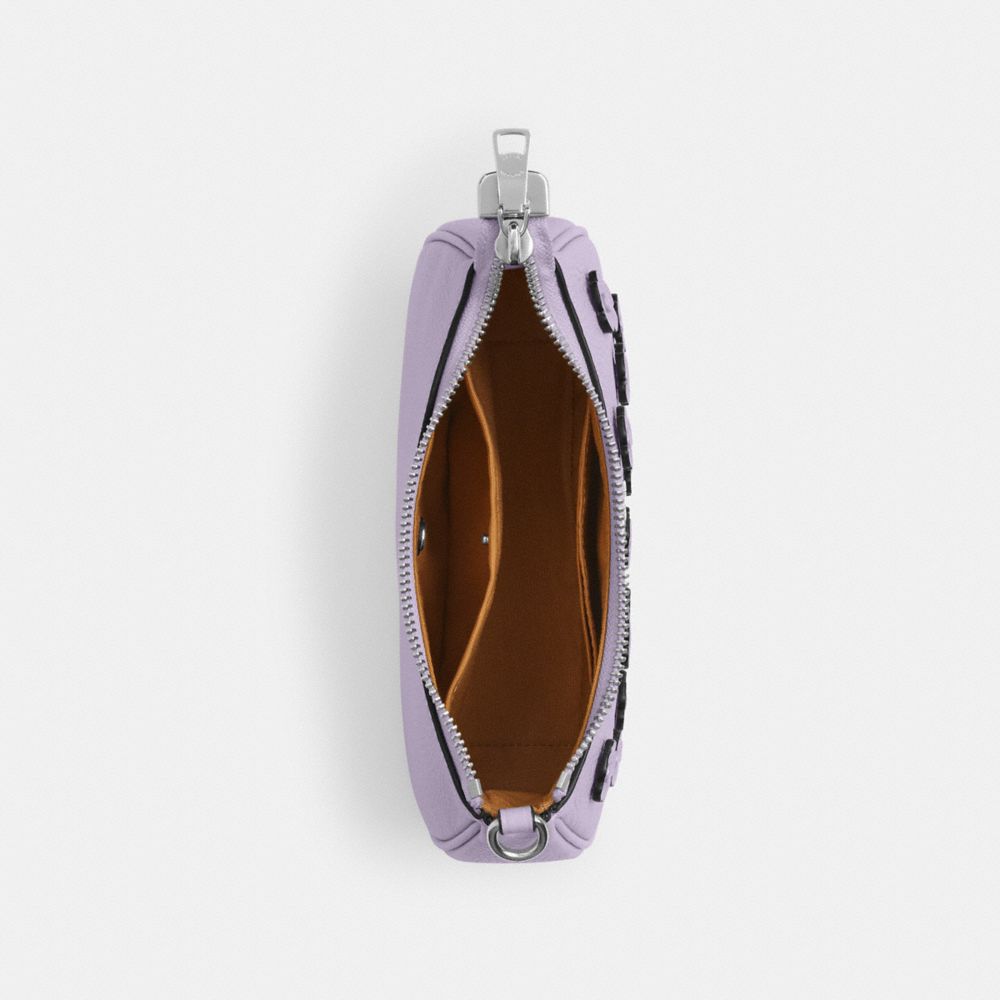COACH®,MINI SAC BANDOULIÈRE TERI AVEC APPLIQUÉ FLORAL,Argent/Lilas,Inside View,Top View