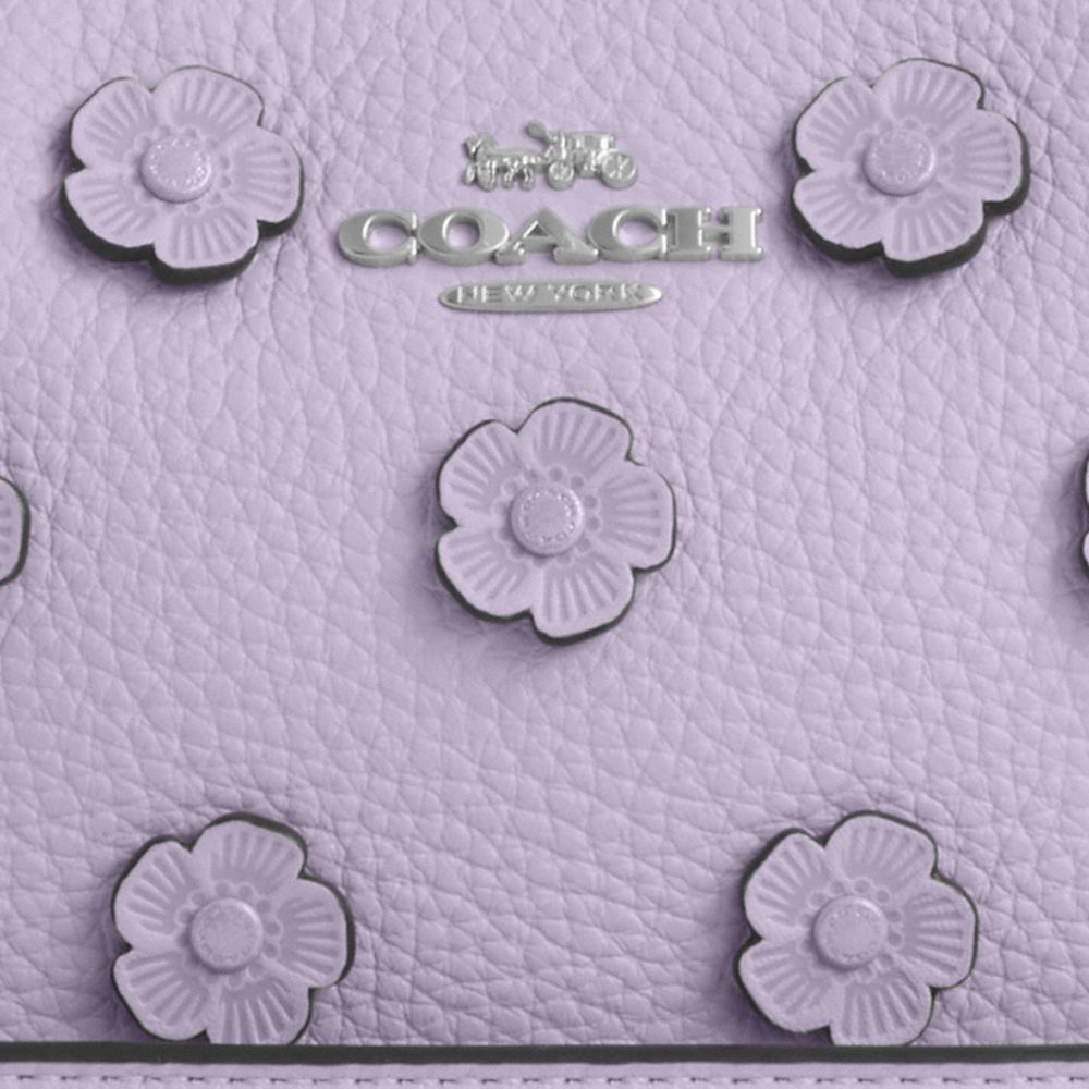 COACH®,MINI SAC BANDOULIÈRE TERI AVEC APPLIQUÉ FLORAL,Argent/Lilas