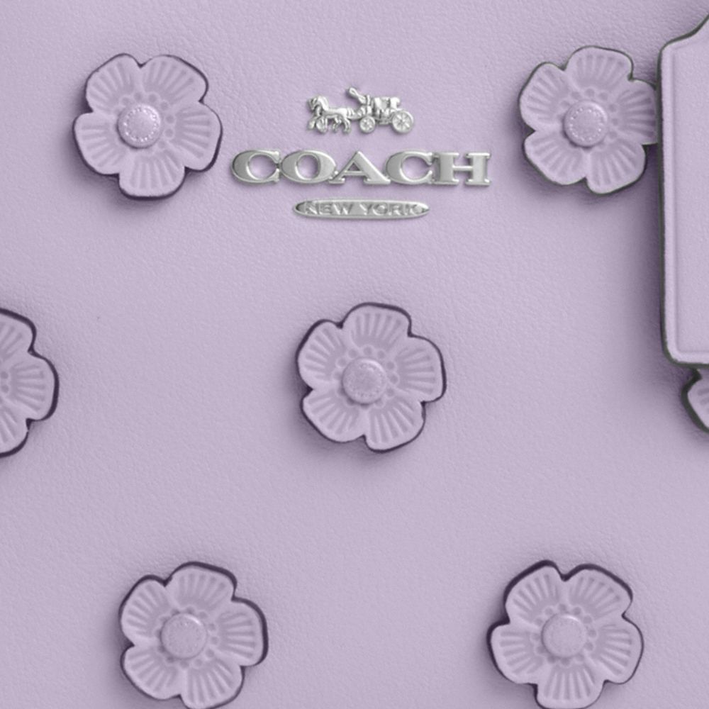 COACH®,サッチェル クロスボディ バッグ・フローラル アップリケ,ｼﾙﾊﾞｰ/ﾗｲﾗｯｸ