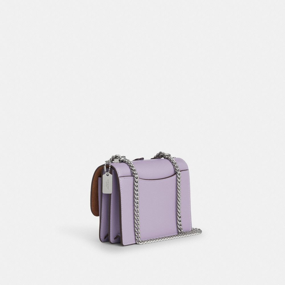COACH®,MINI SAC BANDOULIÈRE KLARE AVEC APPLIQUÉ FLORAL,Argent/Lilas,Angle View