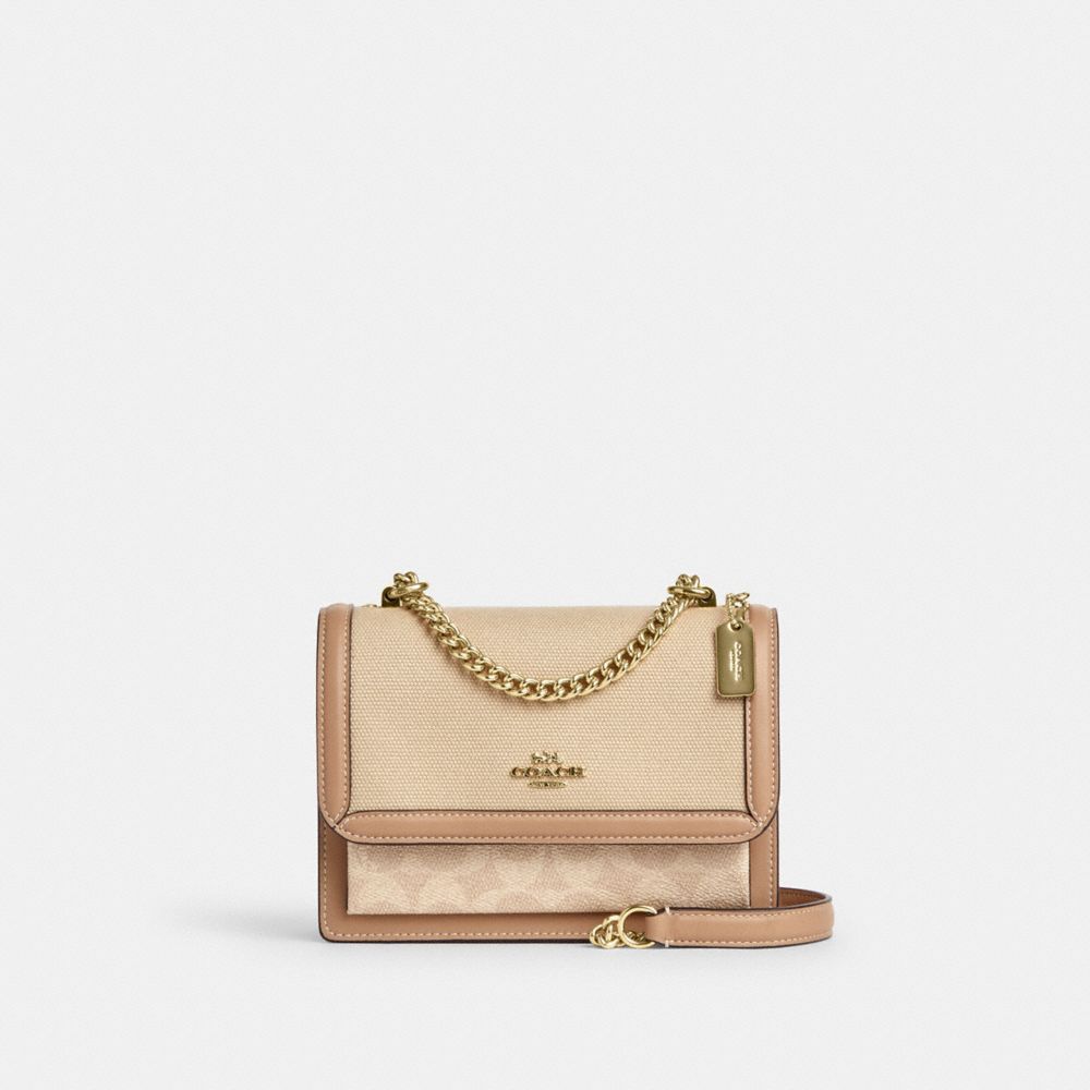 COACH®,MINI SAC BANDOULIÈRE KLARE EN TOILE EXCLUSIVE COLOR BLOCK,Im/Naturel foncé multi,Front View