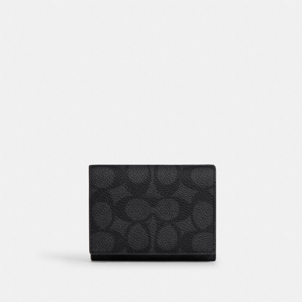 COACH®,Trifold Coin Wallet In Signature,,Front View image number 0