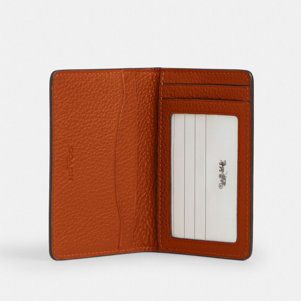 COACH®,PORTEFEUILLE POUR CARTE D’IDENTITÉ AVEC MOTIF VARSITY,Caramel anglais et noir,Inside View,Top View