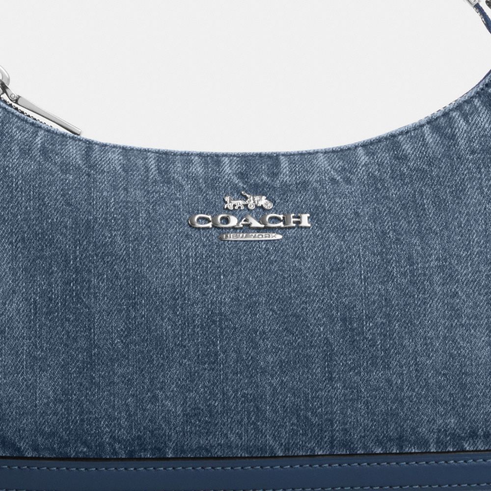 COACH®,Teri Shoulder Bag,Cotton,Shoulder Bag,Logo,Metal,Casual,Navy,Closer View