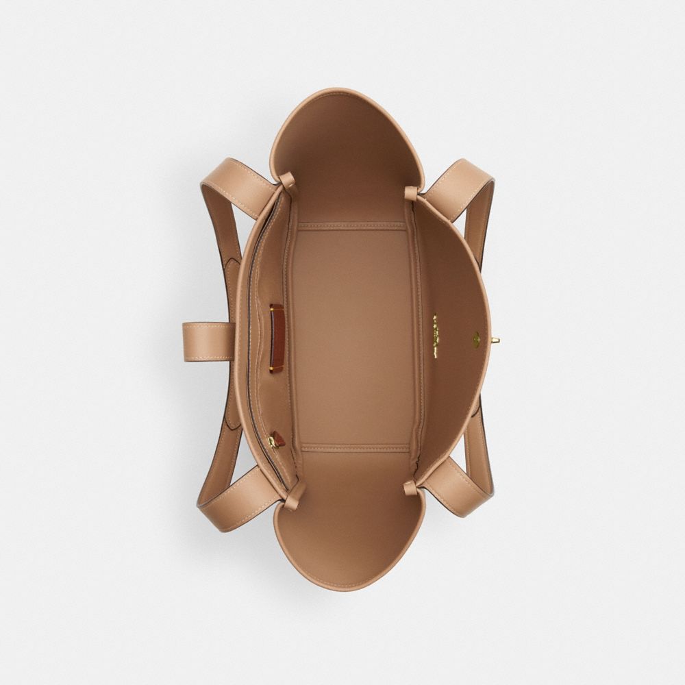 COACH®,Hadley Turnlock Tote Bag With Signature Canvas,,Inside View,Top View
