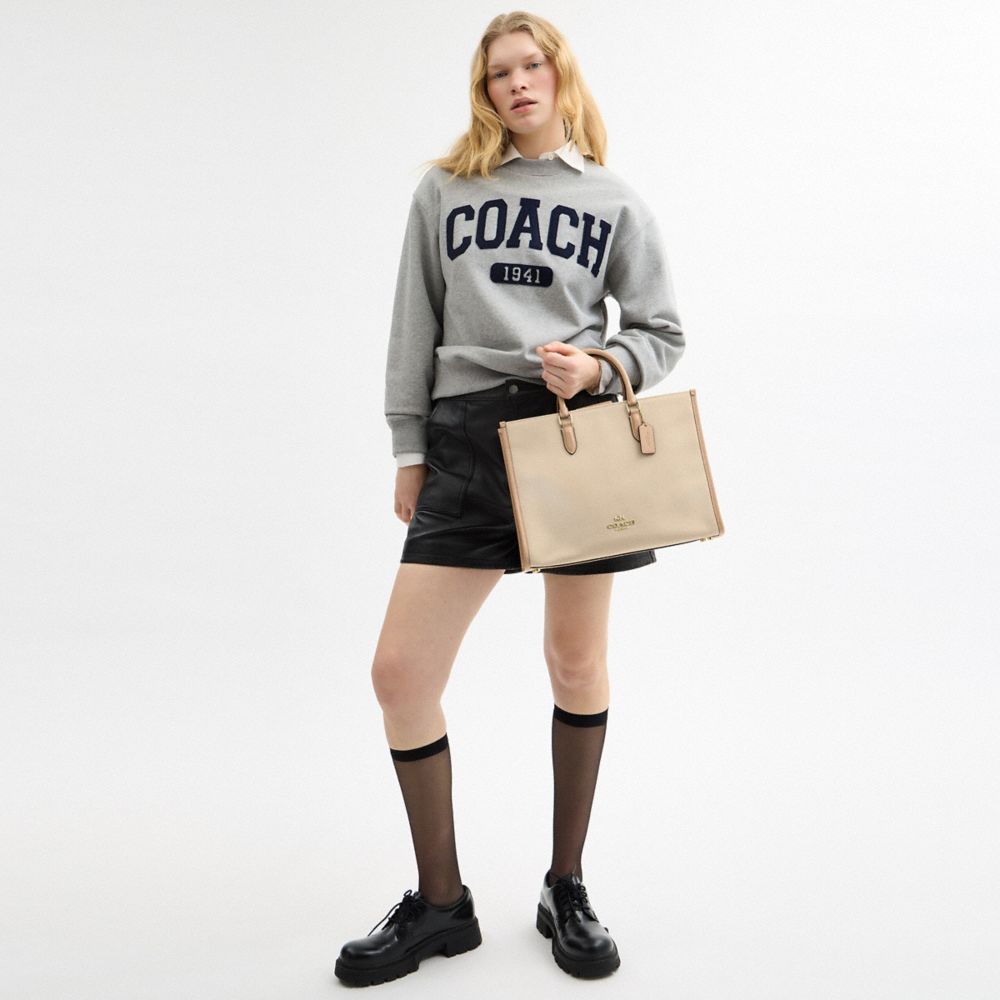 COACH®,Maggie Tote Bag In Colorblock,Beige,Detail View