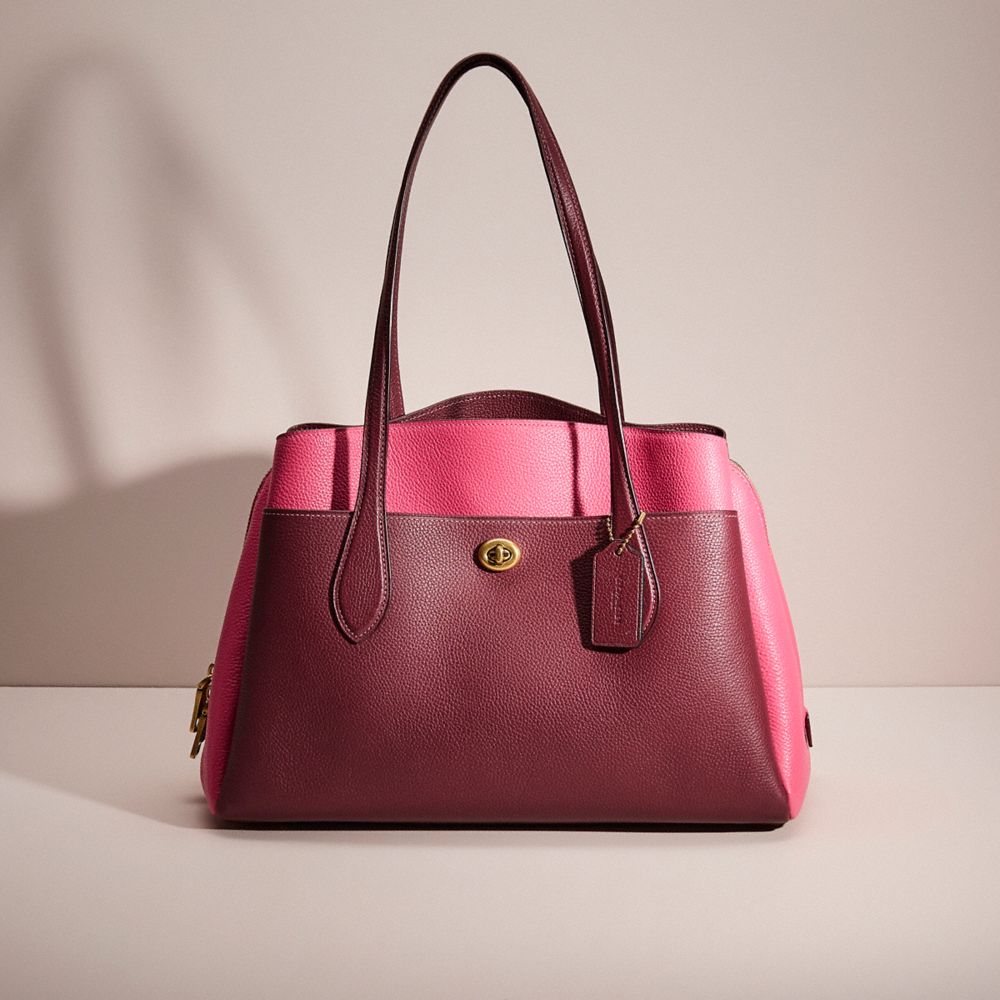 Coach Restored Lora Carryall In Colorblock In Brass/wine Multi
