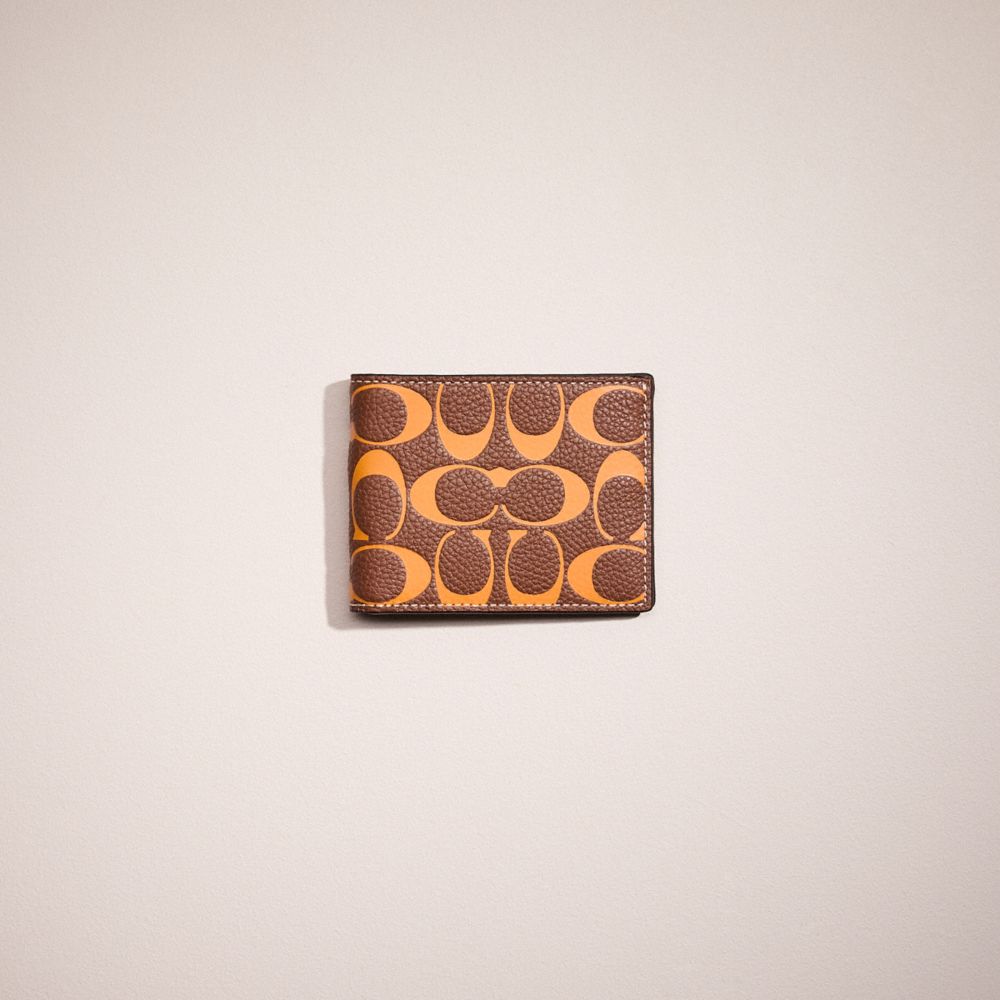 COACH®,Restored Slim Billfold Wallet In Signature Leather,Multi Color,Front View