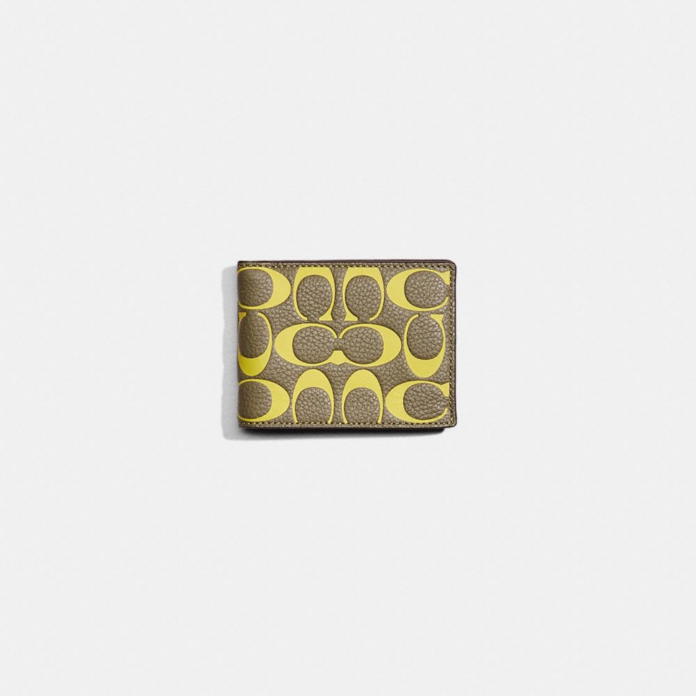 COACH®,Restored Slim Billfold Wallet In Signature Leather,Multi Color,Front View