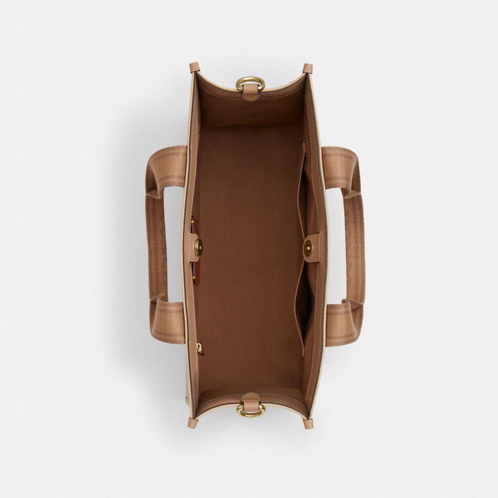 COACH®,Smith Tote Bag,Cotton,Canvas,Tote,Stripe,Piping,Color Block,Casual,Beige,Inside View,Top View