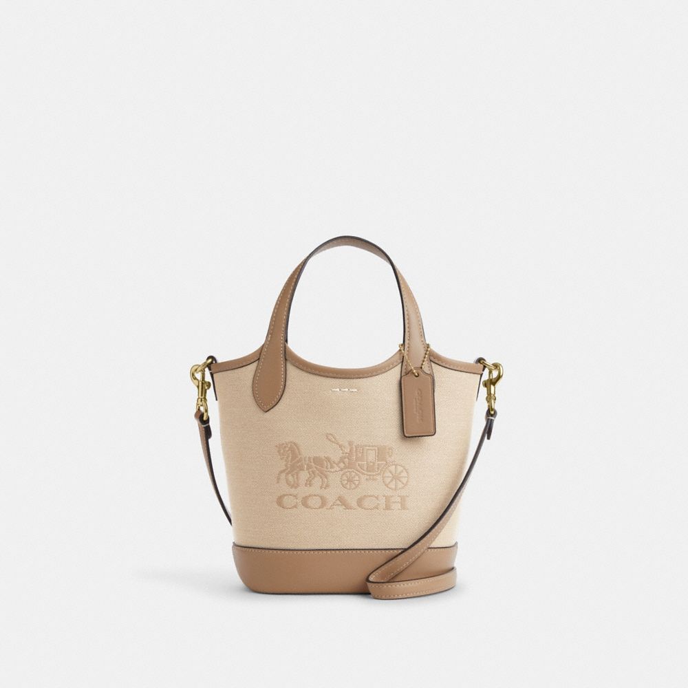 COACH®,Hanna Bucket Bag With Horse And Carriage Print,,Front View