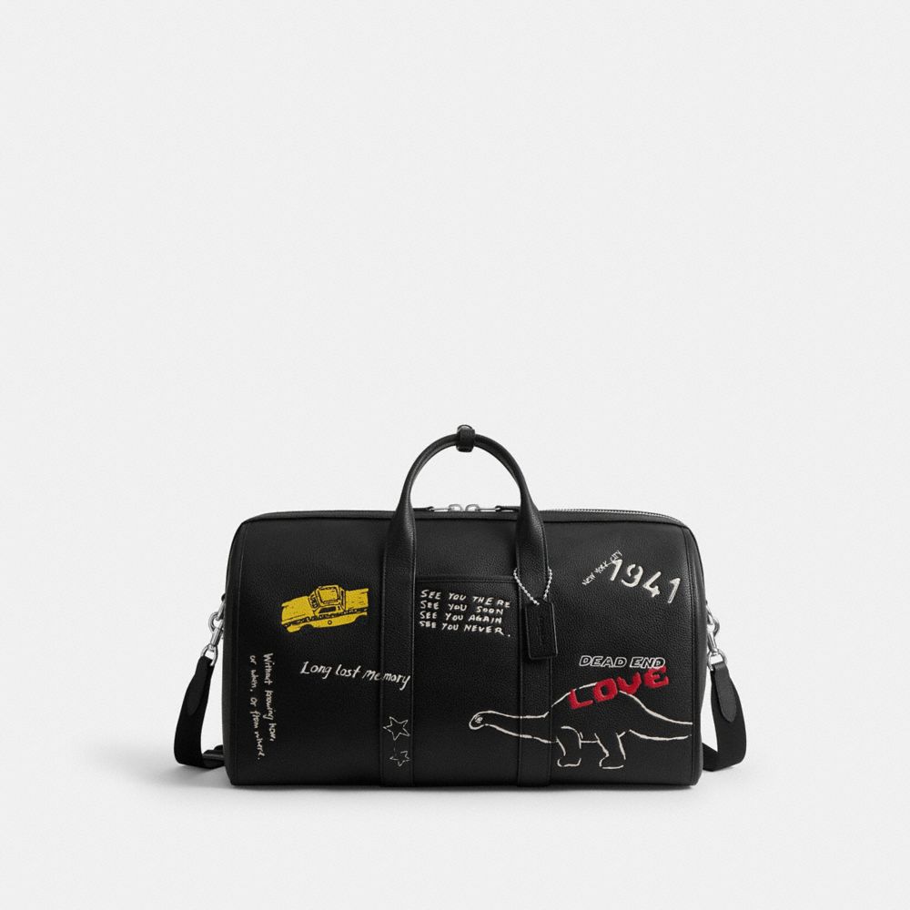 COACH®,Gotham Duffle Bag 45 With Sketch Print,Black,Front View image number 0