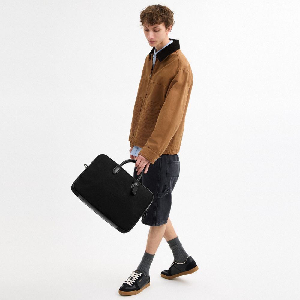 Shop Coach Theo Work Bag In Signature Jacquard In Black