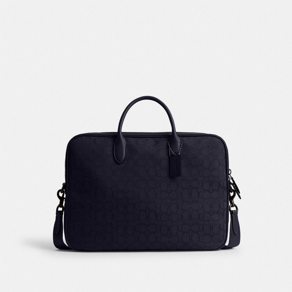 COACH®,Theo Work Bag In Signature Jacquard,Recycled Polyester,Briefcase,Sustainable,Work,,Front View