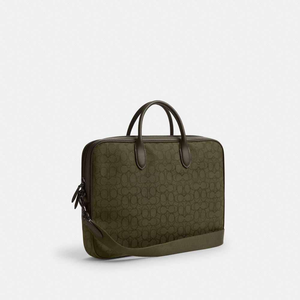 Coach Theo Work Bag In Signature Jacquard In Olive Drab