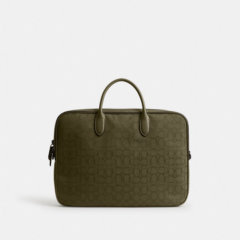 Coach Theo Work Bag In Signature Jacquard In Olive Drab