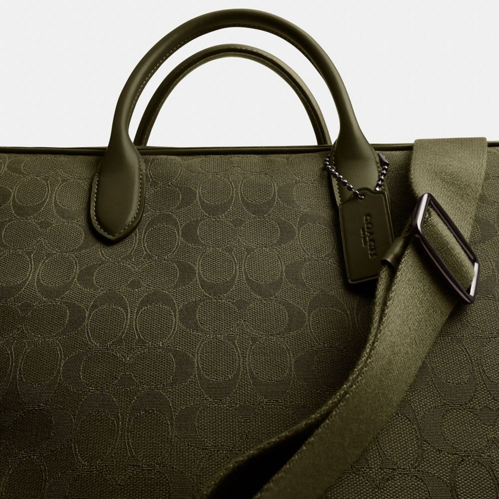 Coach Theo Work Bag In Signature Jacquard In Olive Drab