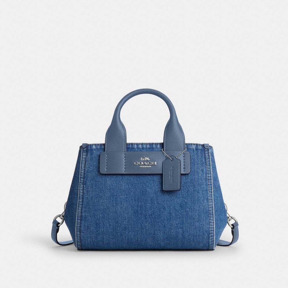 COACH®,カーリー キャリーオール バッグ・シグネチャー デニム,ハンドバック&サッチェル,ｼﾙﾊﾞｰ/ｲﾝﾃﾞｨｺﾞ