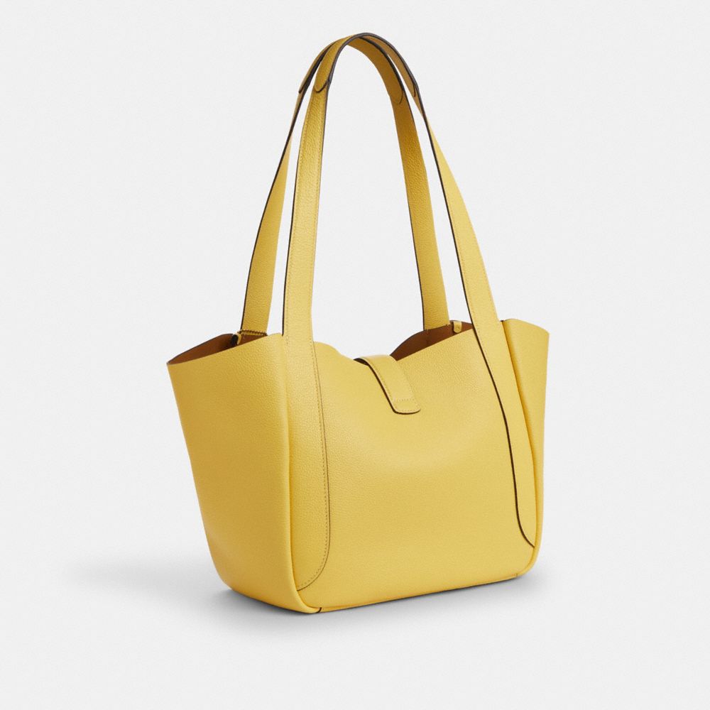COACH®,CABAS À FERMOIR PIVOTANT HADLEY,Cuir galet,Or/Jaune,Angle View