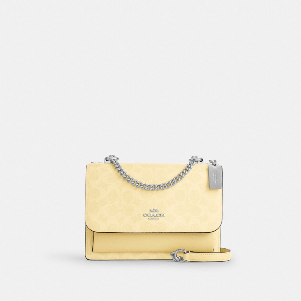 COACH®,SAC À BANDOULIÈRE KLARE EN TOILE EXCLUSIVE,Toile exclusive,Argent/Foin,Front View