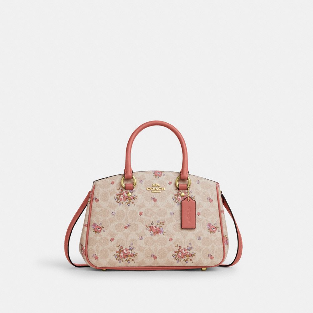 COACH®,Savannah Small Carryall Bag In Signature Canvas With Floral Print,,Front View