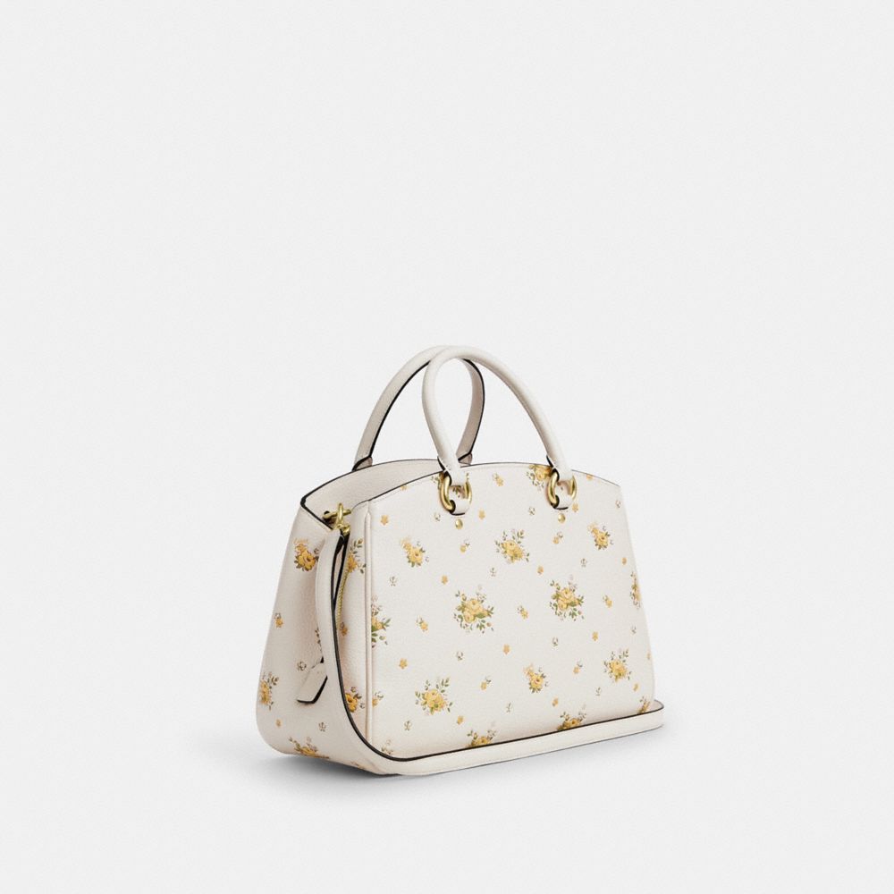 COACH®,CABAS SAVANNAH AVEC MOTIF FLEURI,Or/Craie Multi,Angle View