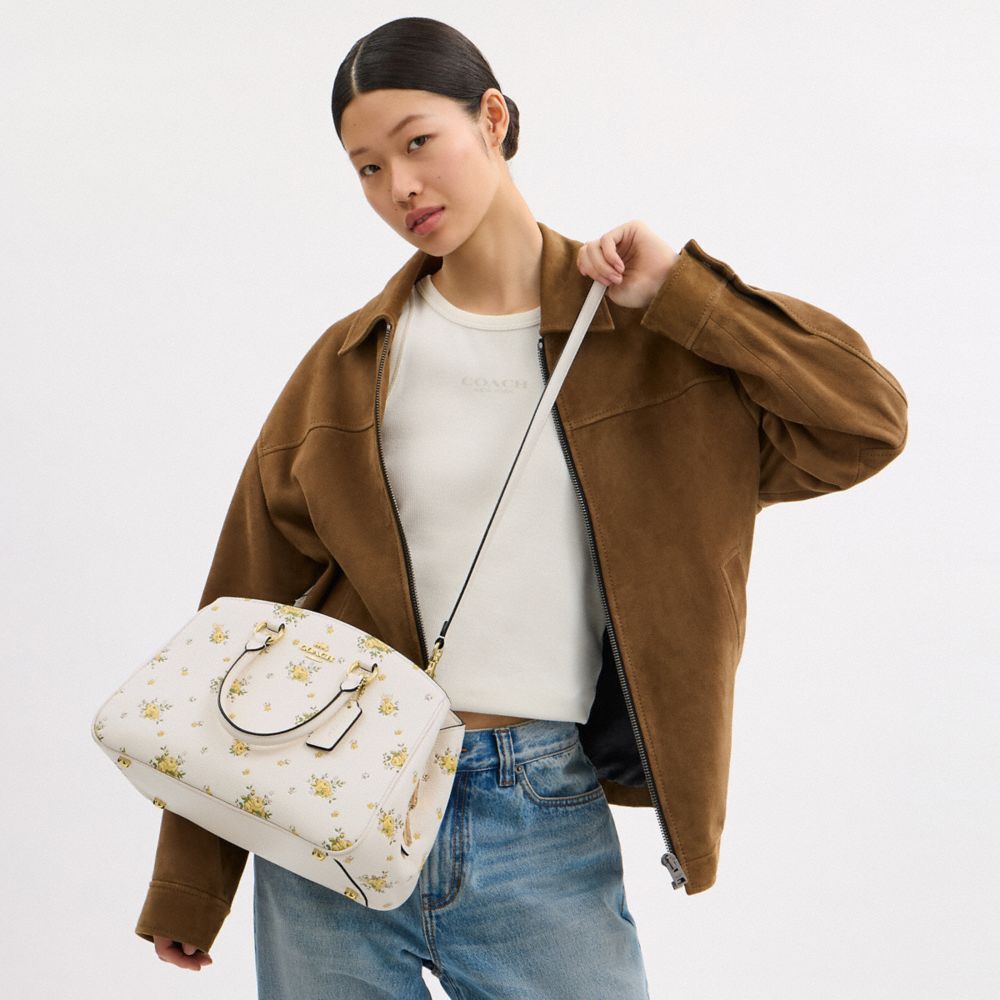 COACH®,CABAS SAVANNAH AVEC MOTIF FLEURI,Or/Craie Multi