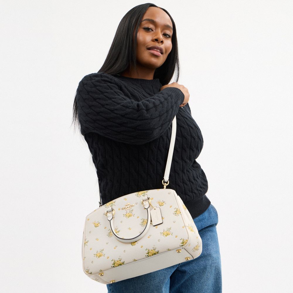 COACH®,CABAS SAVANNAH AVEC MOTIF FLEURI,Or/Craie Multi