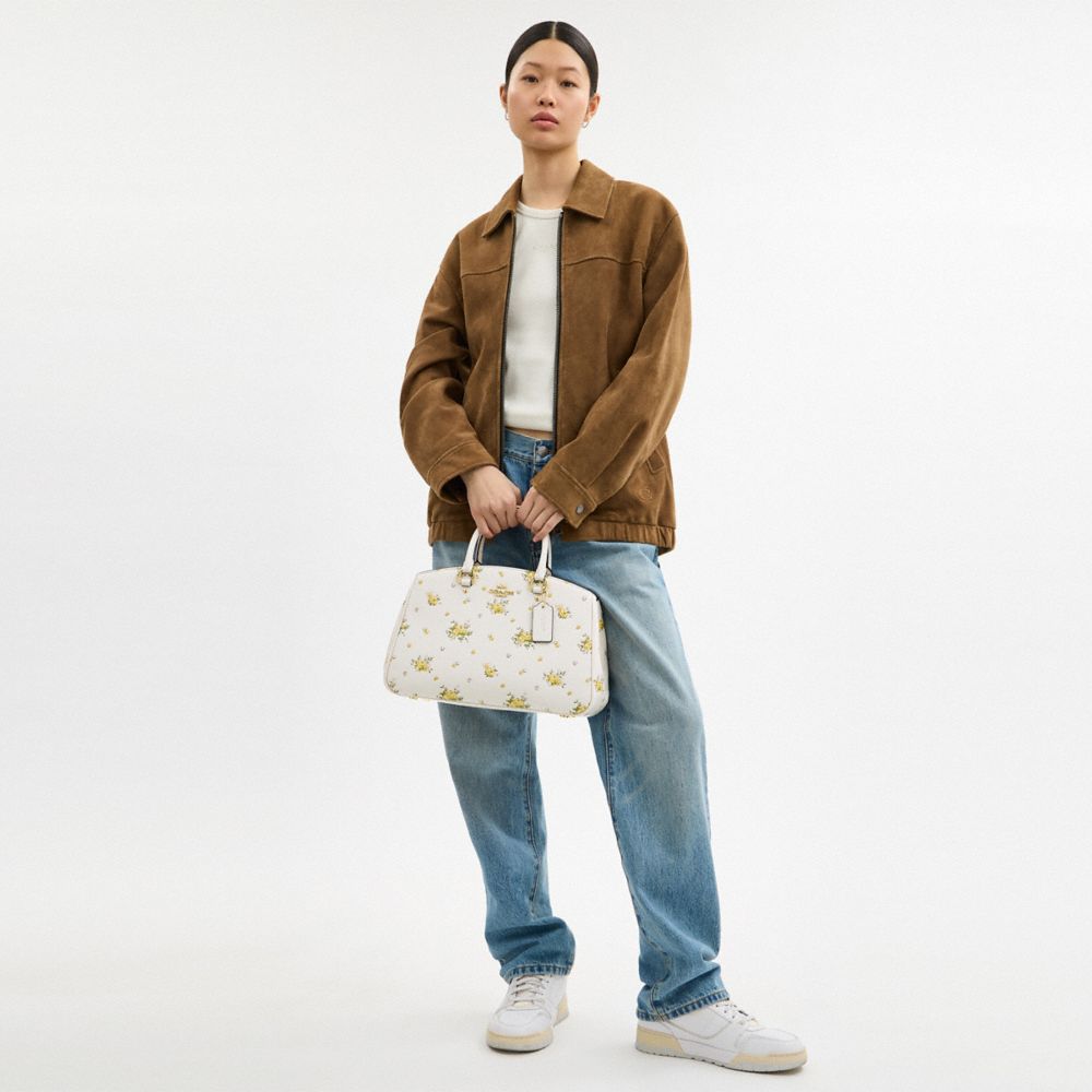 COACH®,CABAS SAVANNAH AVEC MOTIF FLEURI,Or/Craie Multi,Detail View