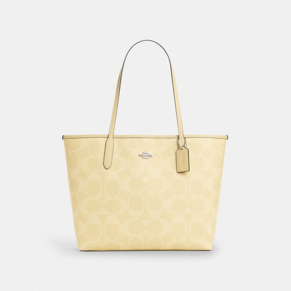COACH®,City Tote Bag In Signature Canvas,,Front View