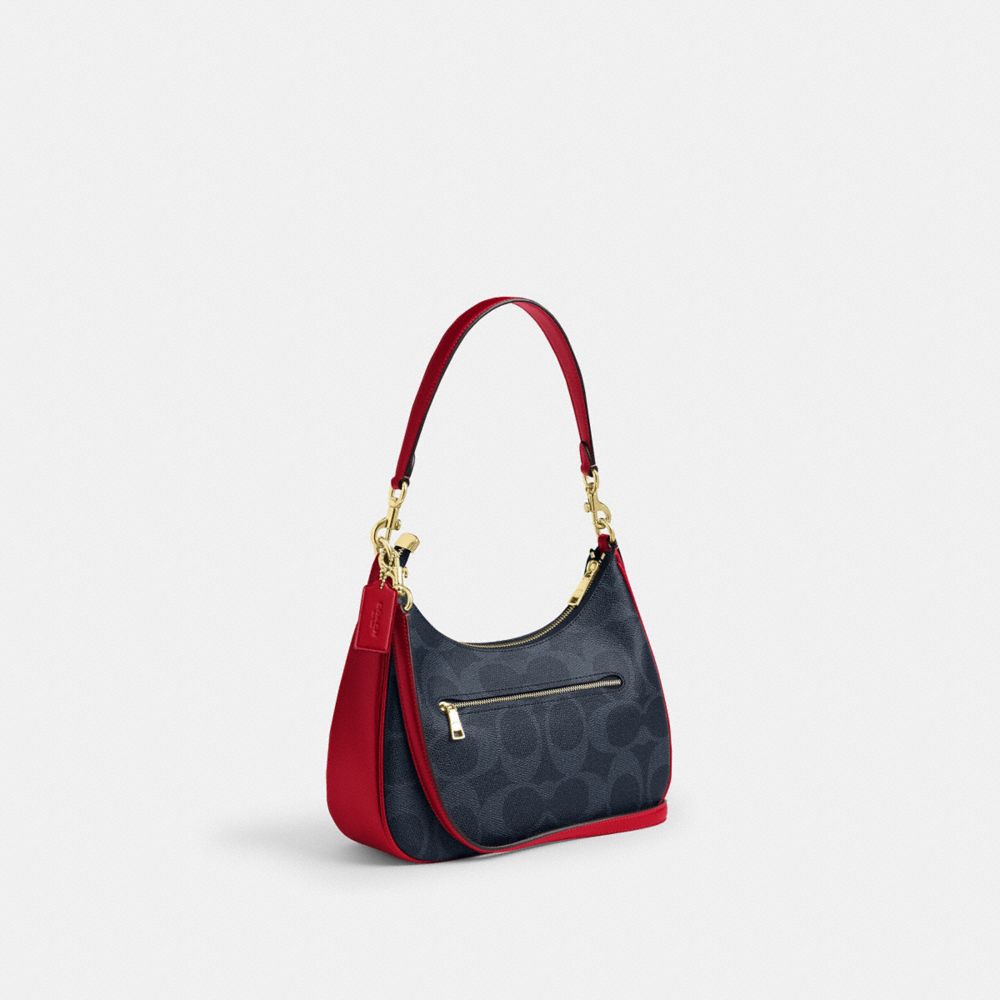 COACH®,SAC TERI HOBO EN TOILE EXCLUSIVE,Toile exclusive,Im/Denim/Rouge audacieux,Angle View