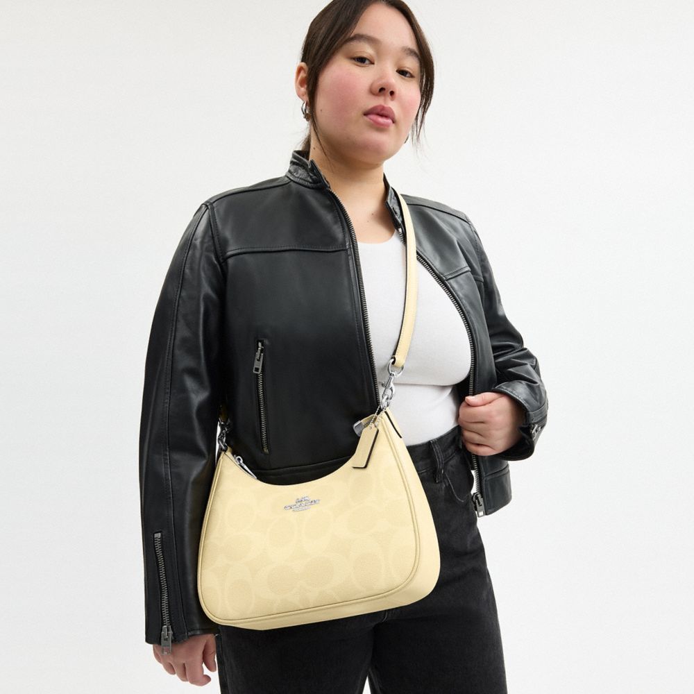 COACH®,テリ ホーボー バッグ・シグネチャー キャンバス,ショルダーバッグ,ｼﾙﾊﾞｰ/ﾍｲ