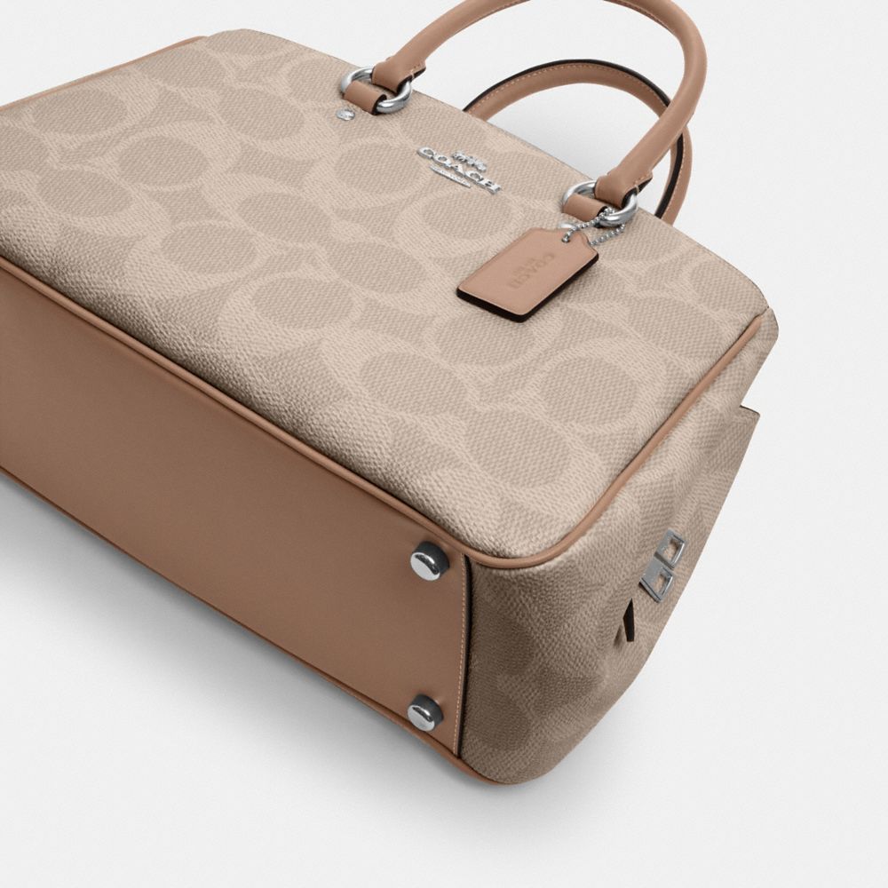 COACH®,サバンナ キャリーオール バッグ・シグネチャー キャンバス,ハンドバック&サッチェル,ｼﾙﾊﾞｰ/ｻﾝﾄﾞ/ﾄｰﾌﾟ