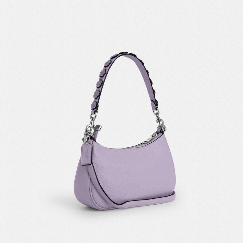 COACH®,テリ ショルダー バッグ・フローラル アップリケ,ショルダーバッグ,ｼﾙﾊﾞｰ/ﾗｲﾗｯｸ