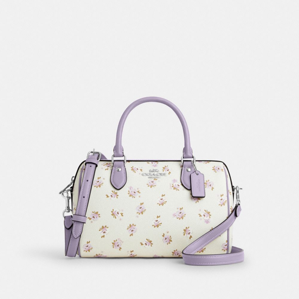 COACH®,SACOCHE ROWAN AVEC MOTIF FLEURI,Argent/Craie multi,Front View
