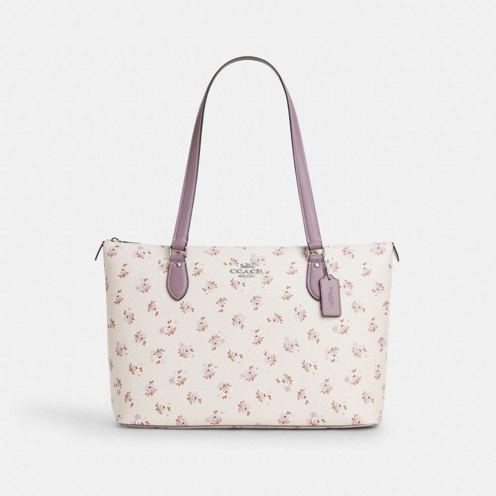 COACH®,CABAS GALLERY EN TOILE EXCLUSIVE,Argent/Craie multi,Front View
